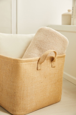 Ocean Home Textile Çizgili Jüt Sepet 42 x 31 x 25 cm