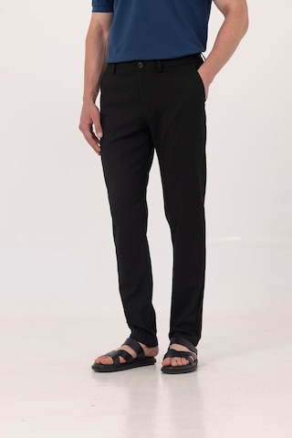 Sabri Özel Siyah Yanı Lastikli Köprülü Kemerli Slim Fit Jogger Pantolon