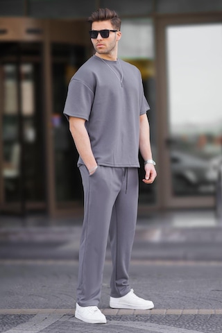 Madmext Füme Oversize Kısa Kollu Eşofman Takımı 5954-füme Füme