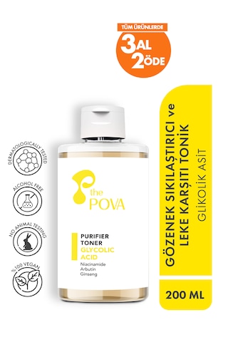 The Pova Glikolik Asit İçerikli Gözenek Sıkılaştırıcı ve Leke Karşıtı Tonik 200 ML