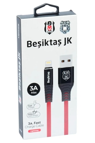 Beşiktaş Lisanslı Apple Uyumlu iPhone Şarj Kablosu Ve Şarj  Adaptörü