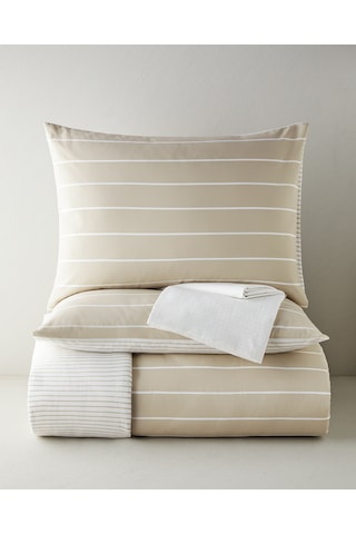 English Home Timeless Line Kolay Ütülenir Çarşaflı Çift Kişilik Nevresim Takımı 200x220 Cm Bej Bej