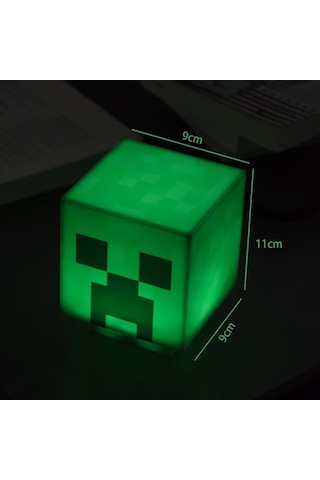 Minecraft Creeper Taşınabilir Şarjlı Pilli Müzikli Gece Lambası Yeşil