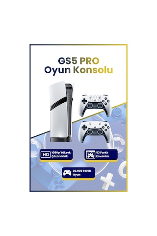 Gs5 Pro Kablsosuz Çift Kol Oyun Konsolu Uyumlu 4k-hdmı 53 Emulatör 30000 Oyunlu 2.4g Gaming i