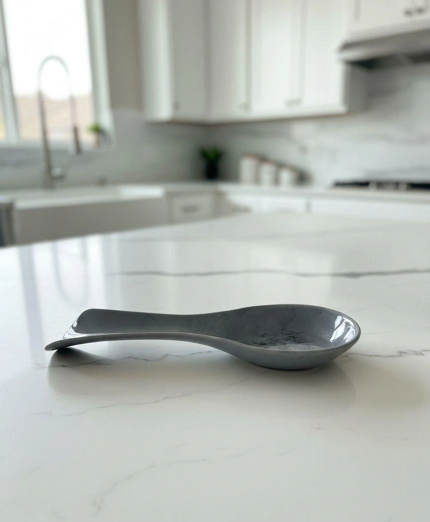 Okyanus Home Mermer Desen Kepçe Kaşık Altlığı Gri