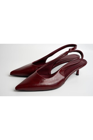 Assortie Bordo İnce Topuklu Slingback Kadın Ayakkabı Bordo