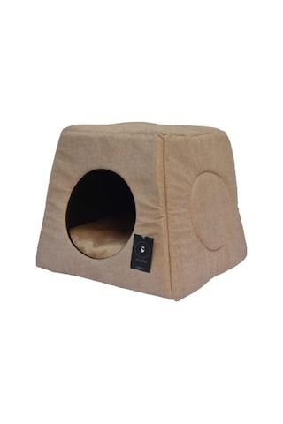 Kedi Yatağı-kedi Evi-3 Fonksiyonlu-katlanır- Kedi Alaska Evi-kedi Eskimo Evi-kedi Mağarası Kahve, Düz