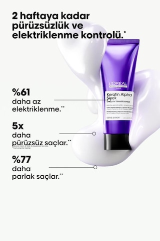 Keratin Alpha Sleek Smooth Transformer Elektriklenme Önleyici Ve Pürüzsüzleştirici Saç Kremi 200 Ml