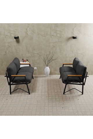 Mb Garden Furnıture Simetri Model, Balkon, Mutfak, Bahçe, Cafe,metal Koltuk Takımı, Bahçe Takımı , Çay Seti, 2+2 Takım Antrasit