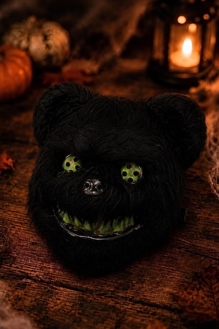 Siyah Tüylü Korku Ayı Maskesi Halloween Cadılar Bayramı Tam Yüz Kostüm Maskesi Tüm Yaşlar