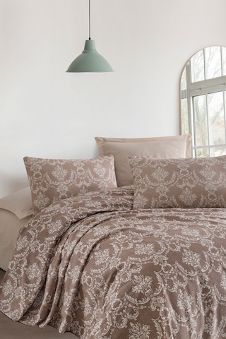 Enlora Home Pike Seti Baskılı Tek Kişilik Pure Kahve
