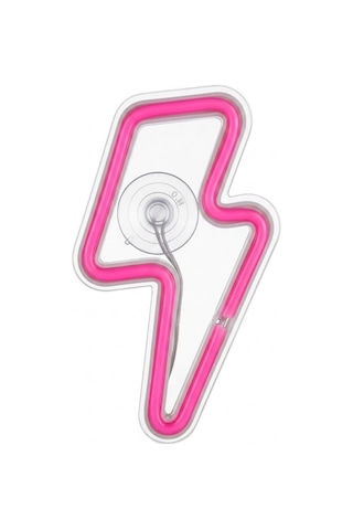 Neon Led Şimşek Işıklı Araç İçi Dekor Lambası Vantuzlu Pembe Ortam Aydınlatma