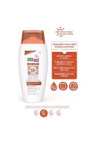 Sebamed Makyaj Cantasi Hediyeli - SPF 50+ UVA UVB Filtresi E Vitamini Üçlü Yüksek Koruma Güneş Losyonu 150 ML