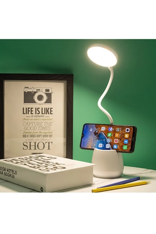 Şarjlı Masa Lambası 3 Renk Dokunmatik Telefon Standlı Bükülebilir