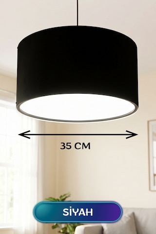 Siyah Kumaş Başlıklı Sarkıt Avize 35 Cm Diğer