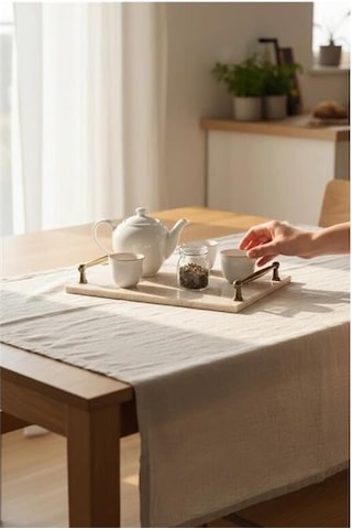 Akayev Traverten Rustik 30x20 Cm Tepsi Beyaz