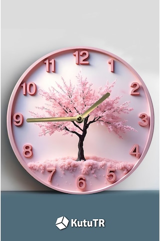 Blossom Time 3d Görünümlü Çiçek Ağacı Mdf Duvar Saati Sdw270 Renkli