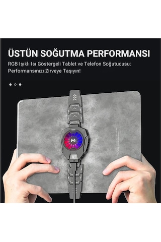 Polham Rgb Işıklı Isı Göstergeli Tablet Ve Telefon Uyumlu 7000rpm Ultra Güçlü Soğutucu Fan, Ultra Sessiz