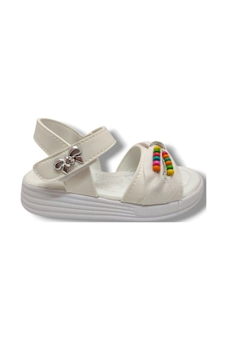 Butiqe 1809-25 Boncuk Taşli Anatomik Kız Çocuk Sandalet 31-35 Krem