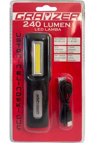 Grayzer Gl-240 Çalışma Lambası 240 Lümen Mıknatıslı Şarjlı Led Fener Siyah - Kırmızı