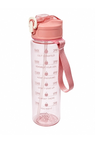 1 Litre Motivasyon Suluk Sporcu Suluk Çocuk Suluk Kilitli Kapak Askılı Suluk Açık Pembe