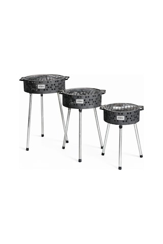 Taşınabilir Kömür Barbekü Mangal - Büyük - 44cm 13cm 67cm Siyah