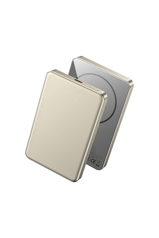 Wiwu P15 Led Işık Göstergeli Ultra İnce Pd 20w Kablosuz Powerbank 5000mah 15w Titanyum-gold
