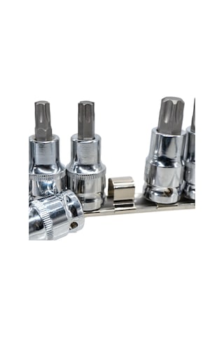 6195 1/2" Torx Bits Uçlu Lokma Anahtar Takımı 9 Parça Raylı
