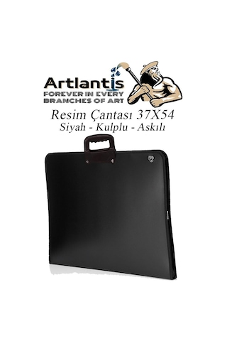 Siyah Resim Çantası Fermuarlı Kulplu 37x54 Cm 1 Adet Teknik Resim Dosya Çantası 35x50 Cm Askılı Proje Çantası Okul Sınıf