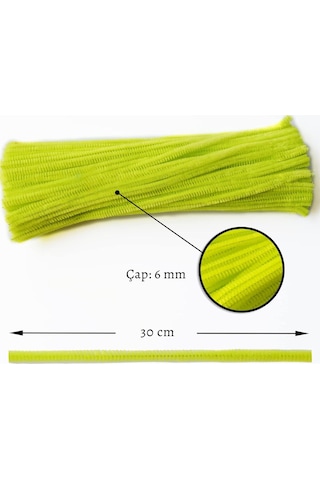 Şönil Tel Seti, El İşi, Dıy, Hobi Ve Çiçek Yapım Telleri, Neon Sarı, 100 Adet, 6 Mm - 30 Cm