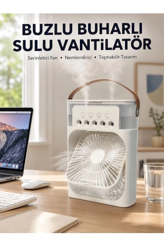 Spreyli Mini Masaüstü Fan 500ml Su Hazneli, 3 Kademeli Soğutucu Yeni Nesil