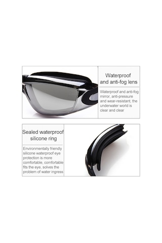 Cbtx Global Yüzme Şapkalı Su Geçirmez Buğu Yapmaz Yüzme Gözlüğü - Siyah