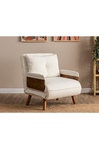 Pafu Cosmo Tekli Katlanır Yataklı Koltuk - Teddy Beyaz Beyaz