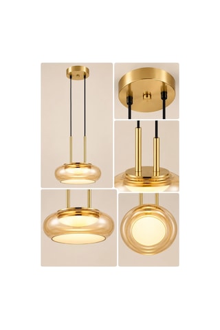 Led Sarkıt Avize Modern Avize Gold Detaylı Mutfak Adası Yemek Masası Salon Avizesi 18w 3 Renk Işık Siyah