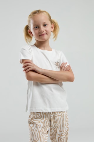 Arnetta 3303 Kız Çocuk Desenli Bisiklet Yaka Şortlu Kısa Kol Pijama Takım Bej