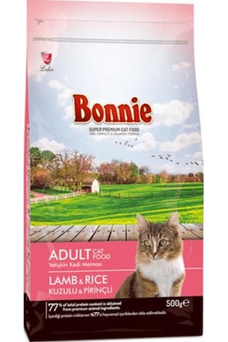 Bonnie Kuzu Etli ve Pirinçli Yetişkin Kedi Maması 500 G Bonnie Kuzu Etli ve Pirinçli Yetişkin Kedi Maması 500 G
