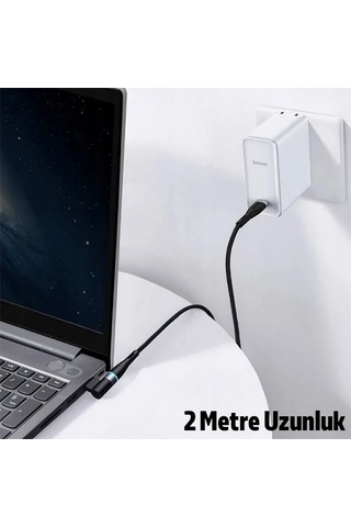 Baseus Zinc Manyetik Type-c To Dc Square Portu Lenovo Laptop Şarj Kablosu 100w 2m- 5775 Siyah