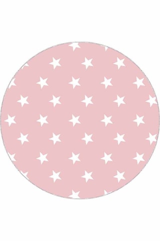 Pembe Yıldızlı Kaymaz Taban Yıkanabilir Yuvarlak Halı Ar606n11