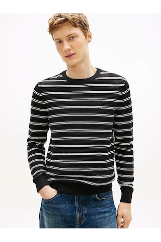 Tommy Hilfiger Seasonal Structure Cneck Erkek Siyah Kazak - Mw0mw41643 Siyah