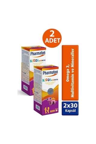 Pharmaton Kiddi Growth Kalsiyum Vitamin D İyot İçeren Takviye Edici Gıda Meyve Aromalı Şurup 2 x 200 ML