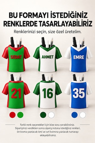 Kişiye Özel Siyah Beyaz Taraftar Temalı Masaüstü Kalemlik İsme Özel Forma Tasarımlı Kalemlik Ve Masaüstü Organizer Siyah - Beyaz