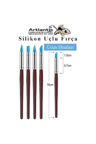 Mavi Silikon Uçlu Fırça Modelaj 5 Li 1 Paket Kauçuk Polimer Kil Çömlek Seramik Şekillendirici Kalem Rötuş Kalem Seti