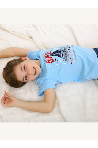 Vitmo Erkek Çocuk Kısa Kollu %100 Pamuklu Pijama Takımı Sail Mavi
