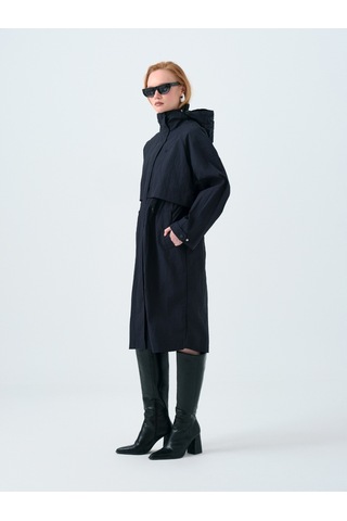 Regular Fit Kadın Trenchcoat Koyu Lacivert