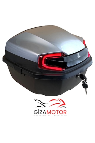 Işıklı- Sırt Dayamalı Motosiklet Çantası Gümüş Gri 33 Lt