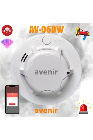 Av-06dw Wifi Kablosuz Akıllı Duman Dedektörü Yangın Alarmı 90db Sesli Pilli
