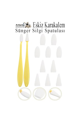Sünger Silgi Satula 12 Parça 1 Paket Karakalem Eskiz Karıştırıcı Dağıtıcı Sünger Silici Sileceği Spatulası