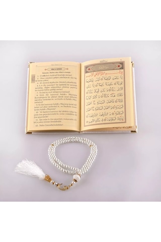 Şantuk Çantalı Tesbih + Yasin Hediye Seti Çanta Boy, Elifvav, Raşel, Krem