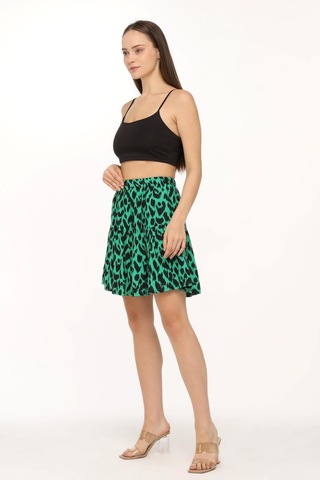 Nurören Viskon Kumaş Şort Etek Yeşil