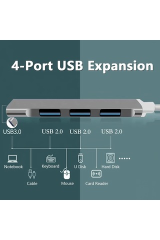 Lexroo 4'ü 1 Arada Usb C Adaptörü, 4 Usb 3.0 Bağlantı Noktası